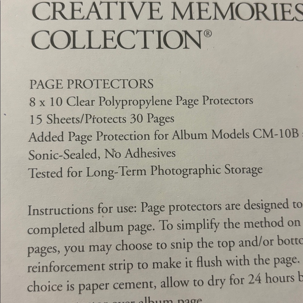Creative Memories 8X10 Clear Page Protectors - Picture 2 of 2